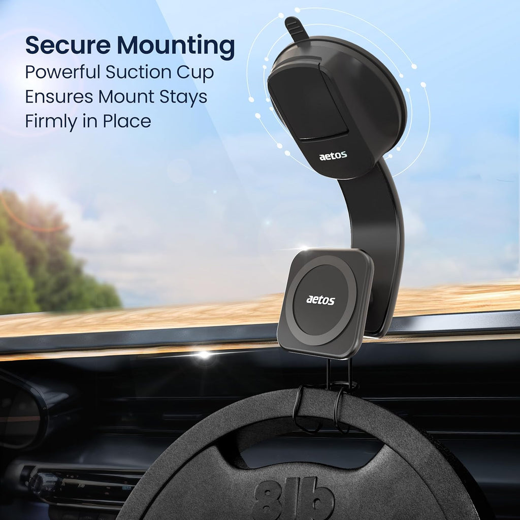 for Iphone Magsafe Car Mount Magnetic Phone Holder with Adhesive Suction Base, Fits Iphone 17/16/15/14 Pro/Plus/Max and Android Phones with Ring Adaptor, Ideal for Dashboard and Windshield