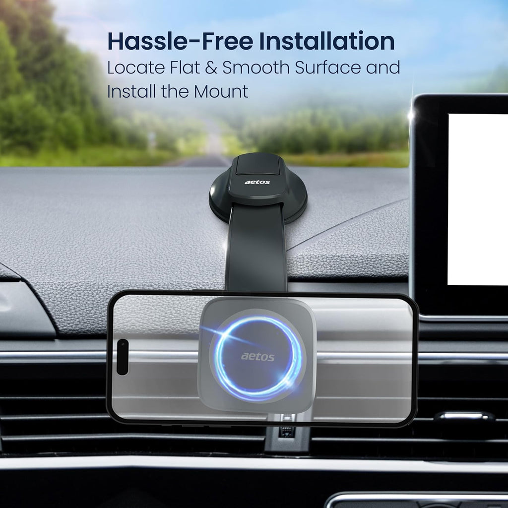 for Iphone Magsafe Car Mount Magnetic Phone Holder with Adhesive Suction Base, Fits Iphone 17/16/15/14 Pro/Plus/Max and Android Phones with Ring Adaptor, Ideal for Dashboard and Windshield