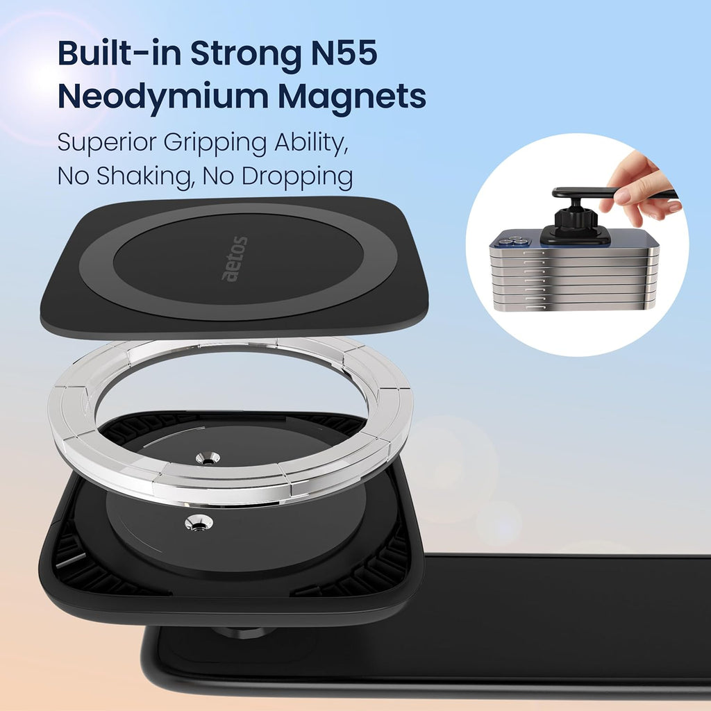 for Iphone Magsafe Car Mount Magnetic Phone Holder with Adhesive Suction Base, Fits Iphone 17/16/15/14 Pro/Plus/Max and Android Phones with Ring Adaptor, Ideal for Dashboard and Windshield