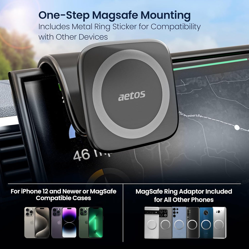 for Iphone Magsafe Car Mount Magnetic Phone Holder with Adhesive Suction Base, Fits Iphone 17/16/15/14 Pro/Plus/Max and Android Phones with Ring Adaptor, Ideal for Dashboard and Windshield